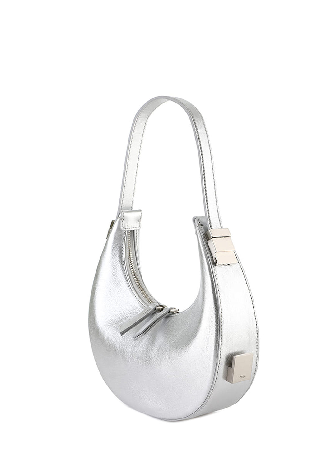 Leather shoulder bag with laminated effect