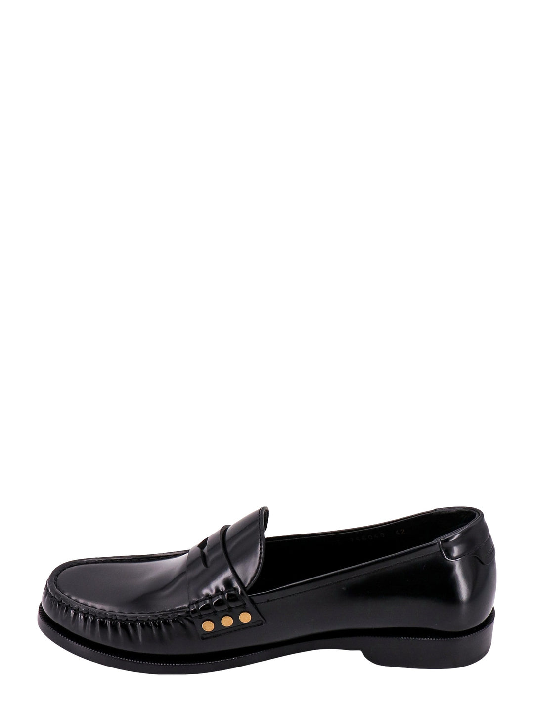 Leather loafer with metal monogram