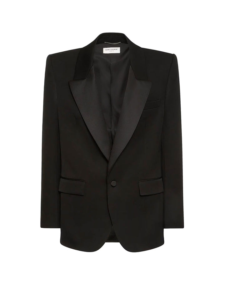 Tuxedo wool blazer with satin lapel