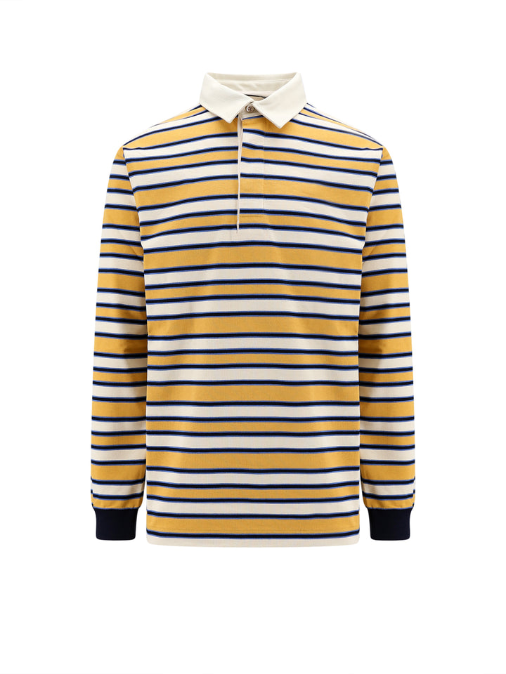 Cotton polo shirt with striped motif