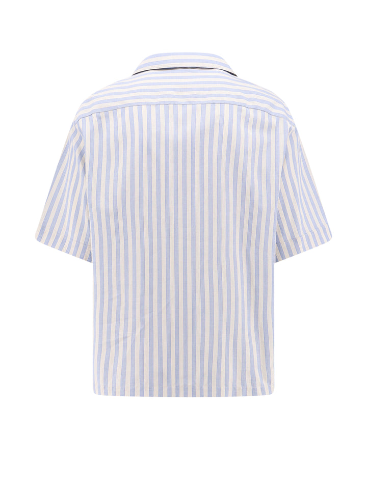 Striped cotton shirt with Pegaso embroidery