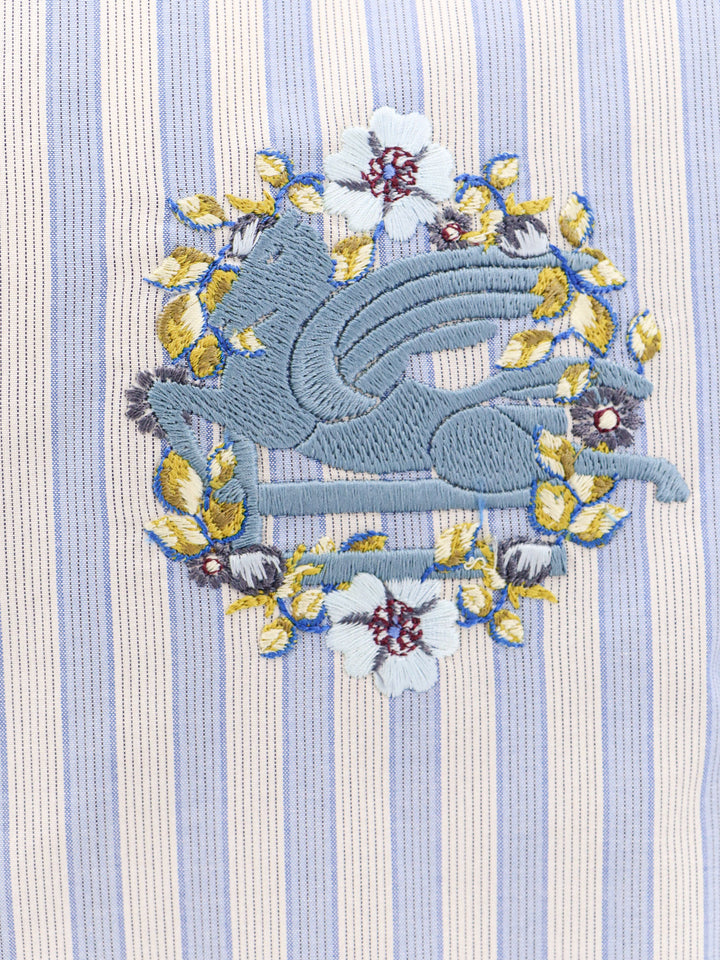 Striped cotton shirt with Pegaso embroidery