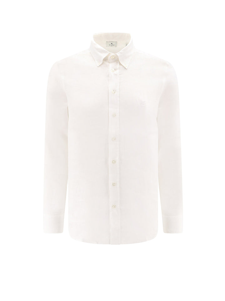 Linen shirt with embroidered Pegaso logo