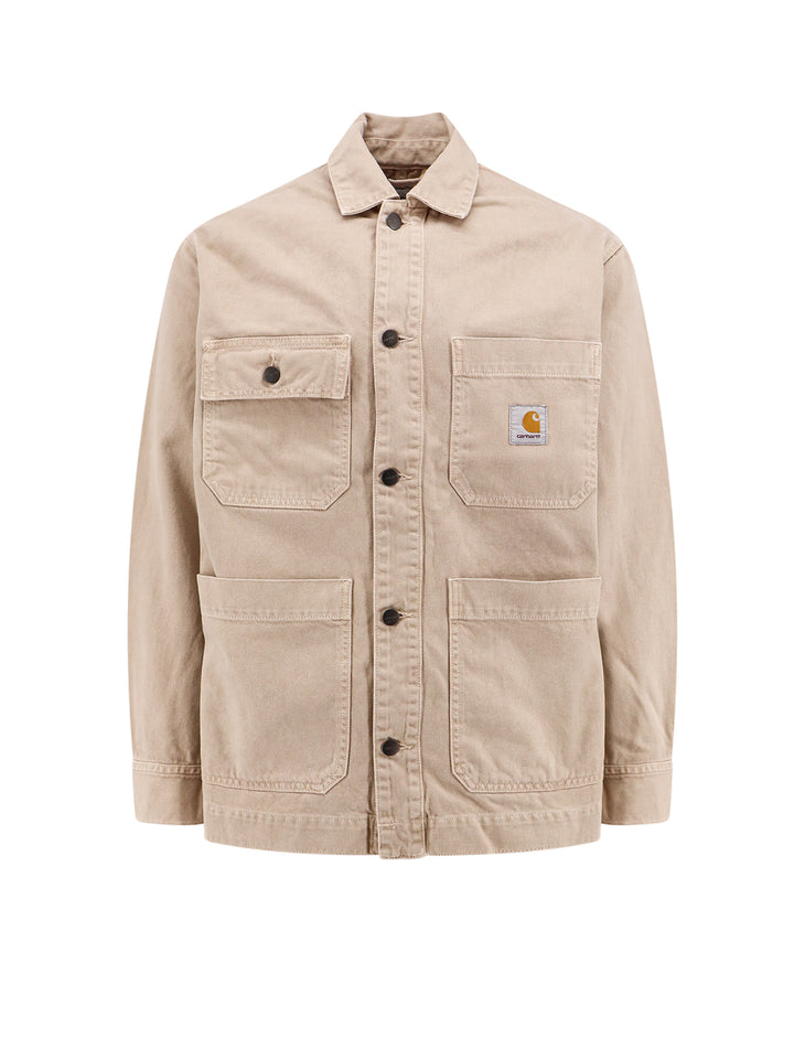 Cotton jacket/shirt with frontal logo patch