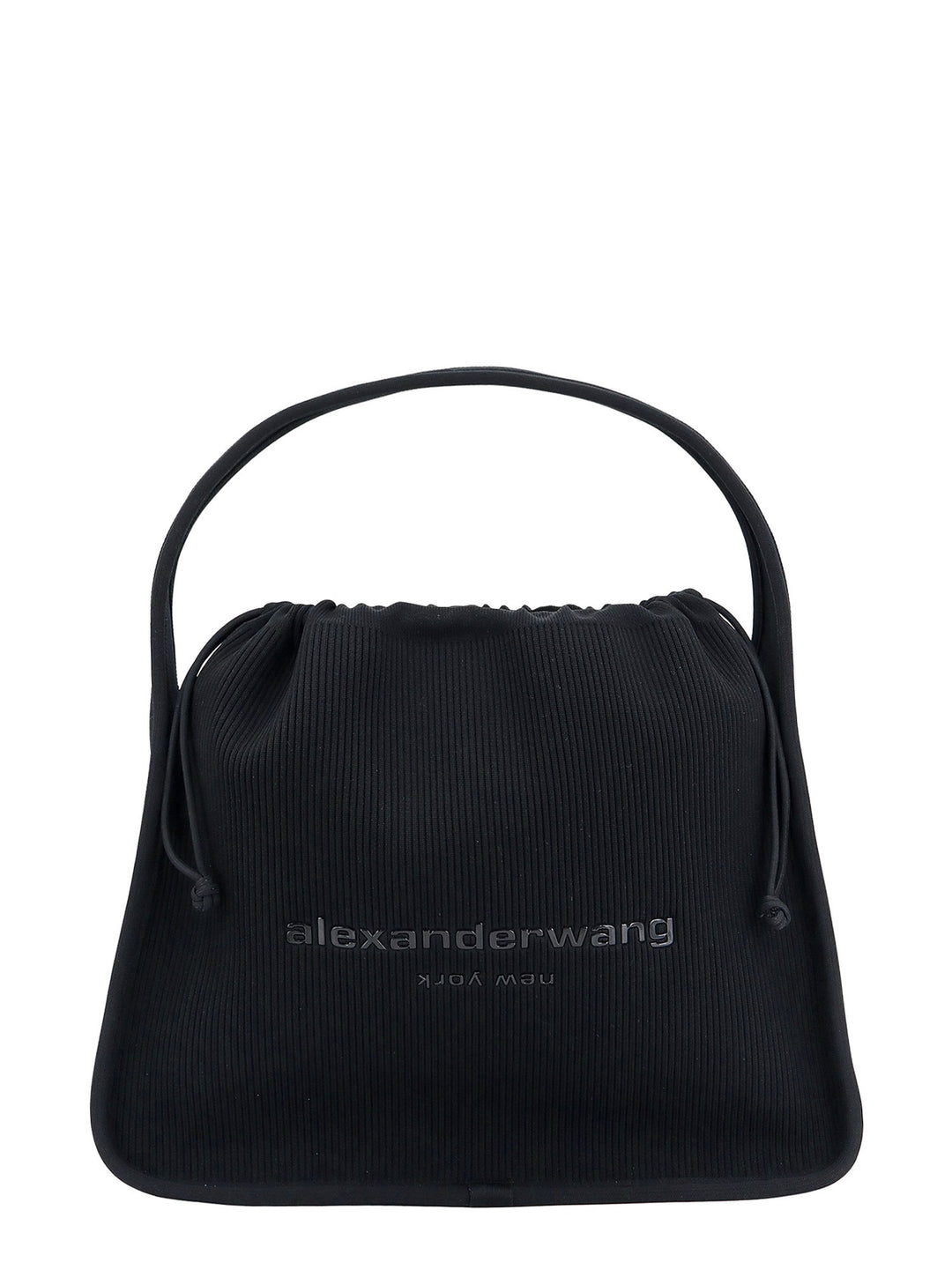 Knit shoulder bag with frontal logo