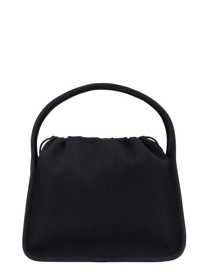 Knit shoulder bag with frontal logo