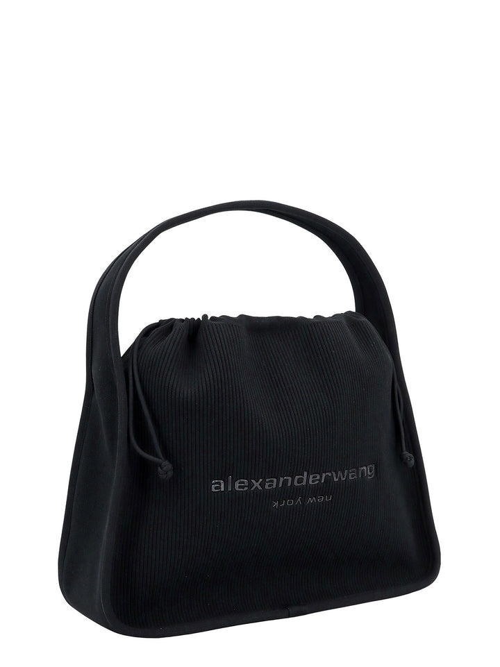 Knit shoulder bag with frontal logo