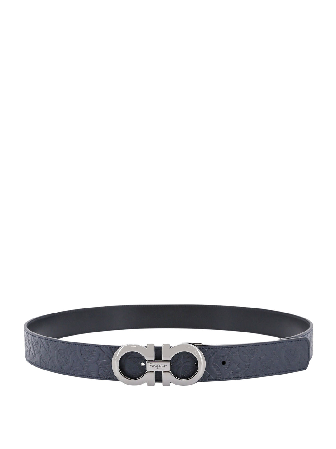 Leather belt with all-over iconic Gancini motif