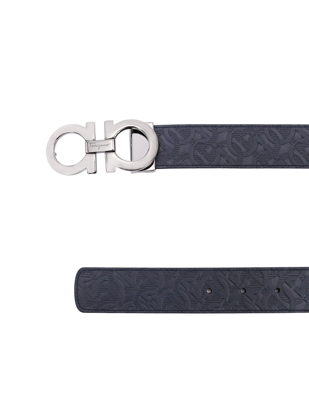 Leather belt with all-over iconic Gancini motif