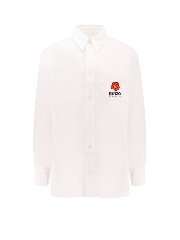 Oversize cotton shirt with Boke Flower embroidery