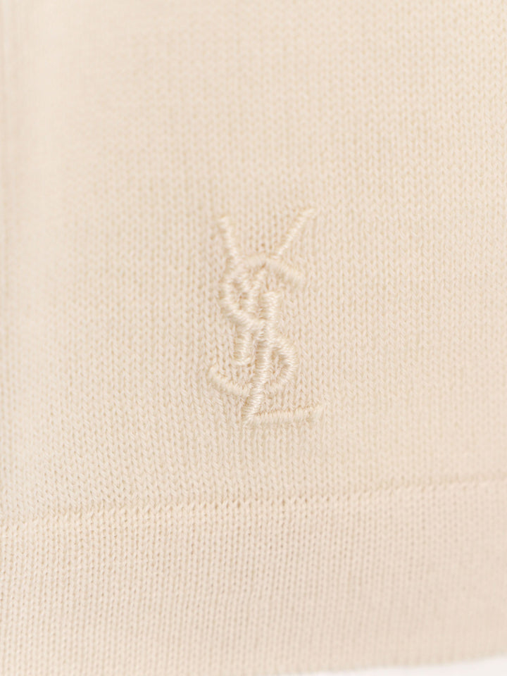 Responsible wool polo shirt with ton sur ton monogram