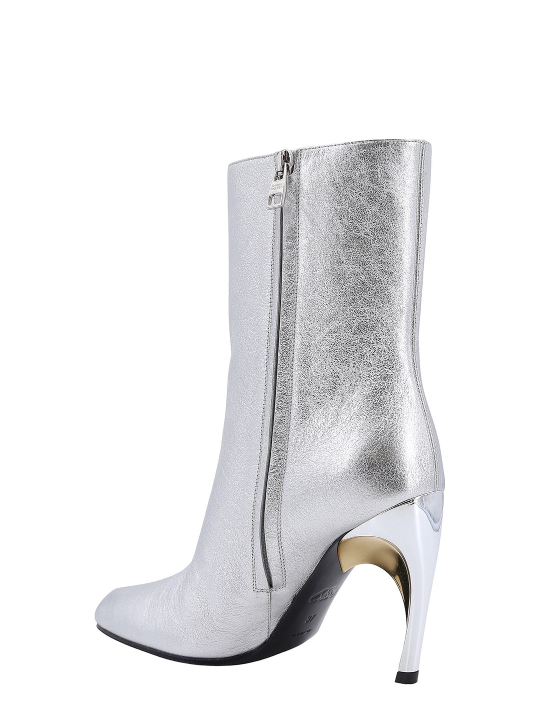 Laminated leather ankle boots