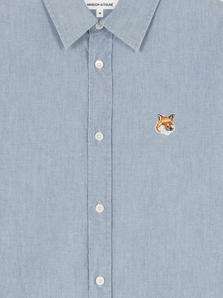 Denim shirt with iconic frontal patch