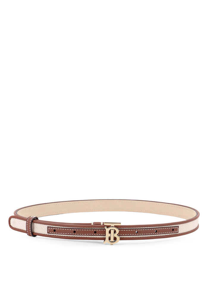 Leather and fabric belt with TB gold metal buckle