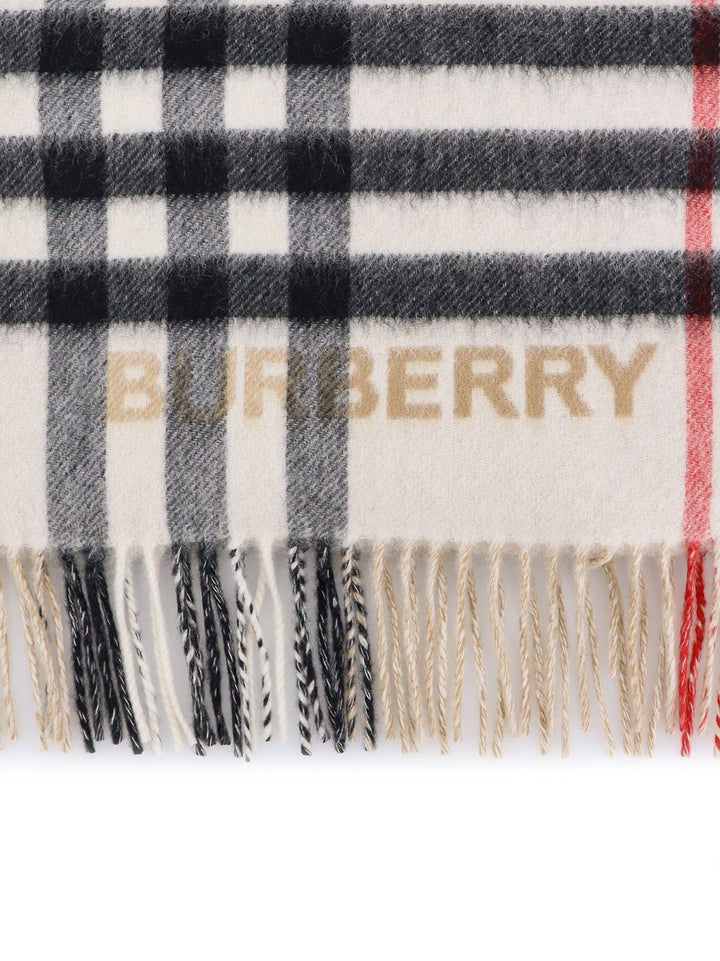 Cashmere scarf with check motif