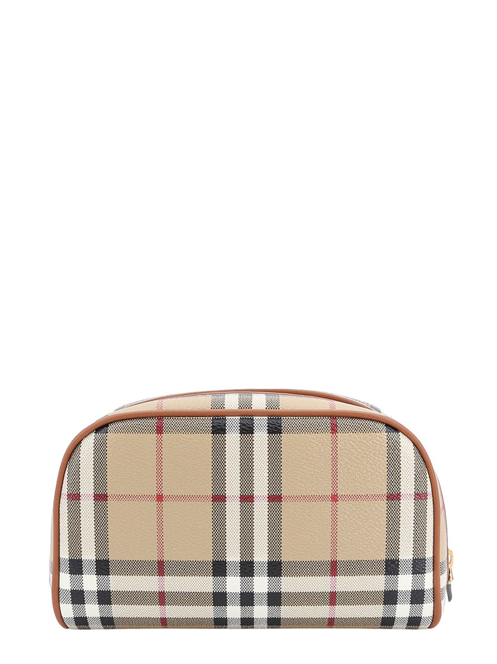 Coated canvas beauty case with check motif