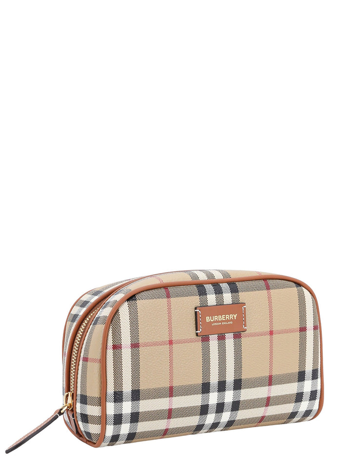 Coated canvas beauty case with check motif