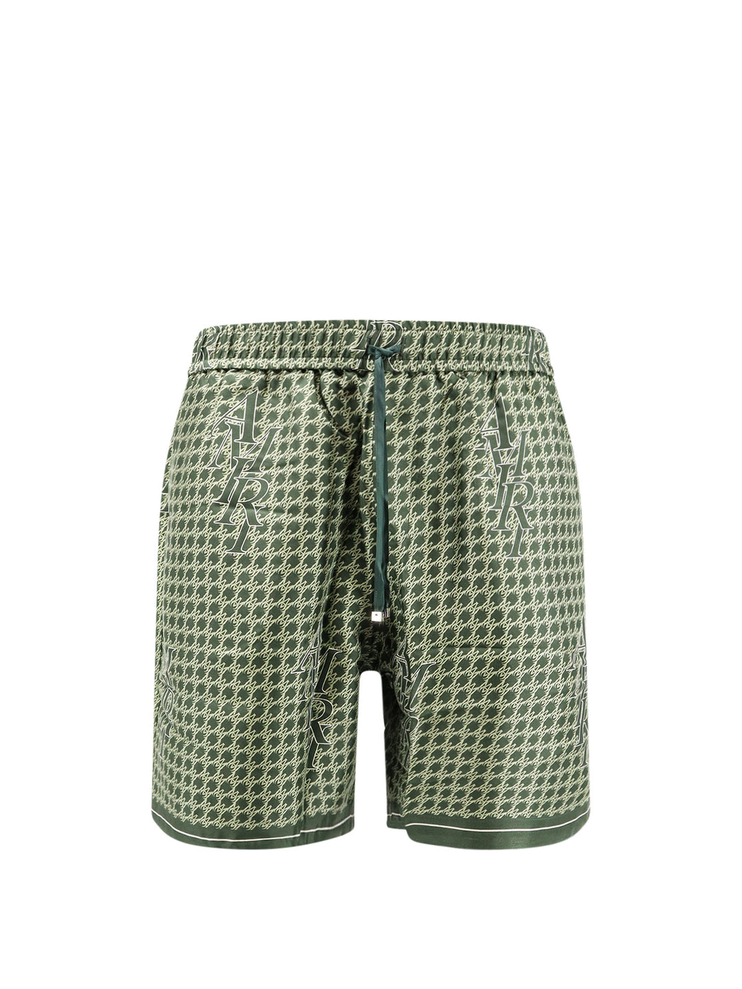 Silk bermuda shorts with logo print