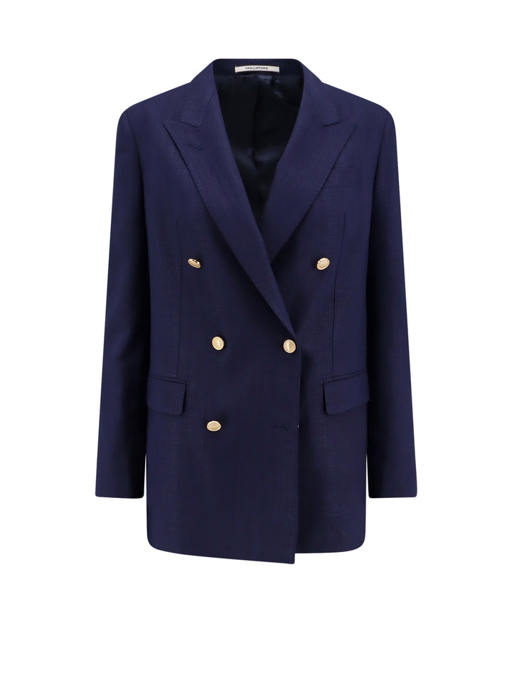 Viscose blend blazer with peak lapels