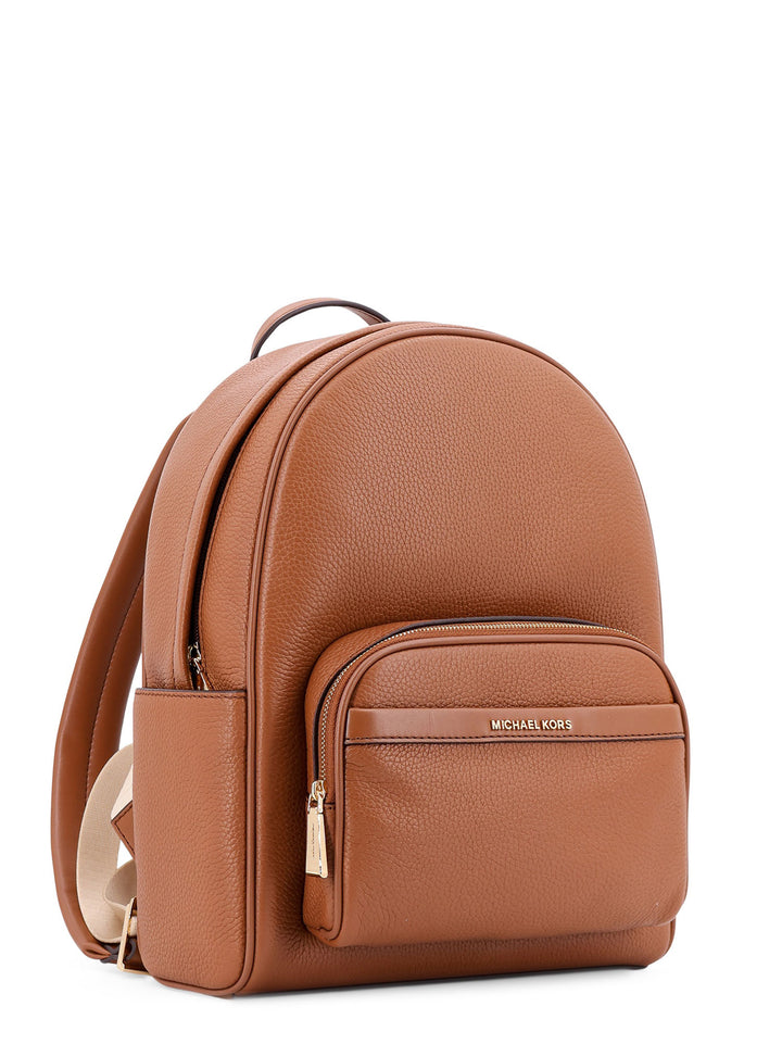 Bex leather backpack with frontal logo patch