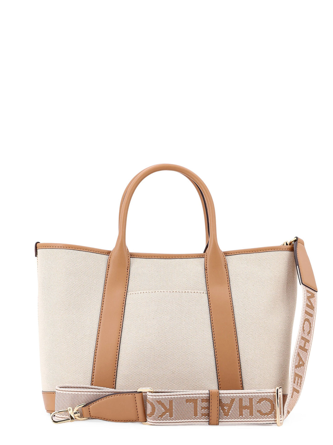 Luisa canvas and leather handbag with frontal monogram