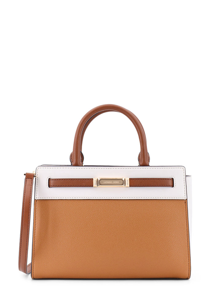 Primrose leather handbag with frontal logo