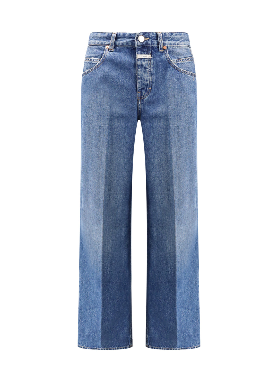 Cotton jeans with back logo patch