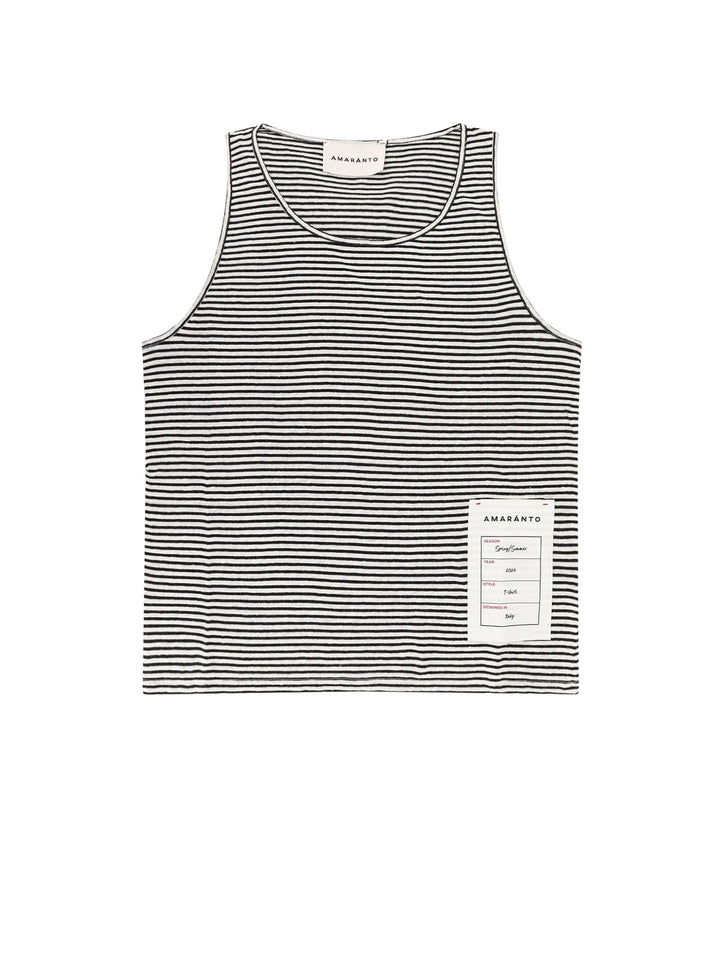 Linen and cotton tank top with striped motif