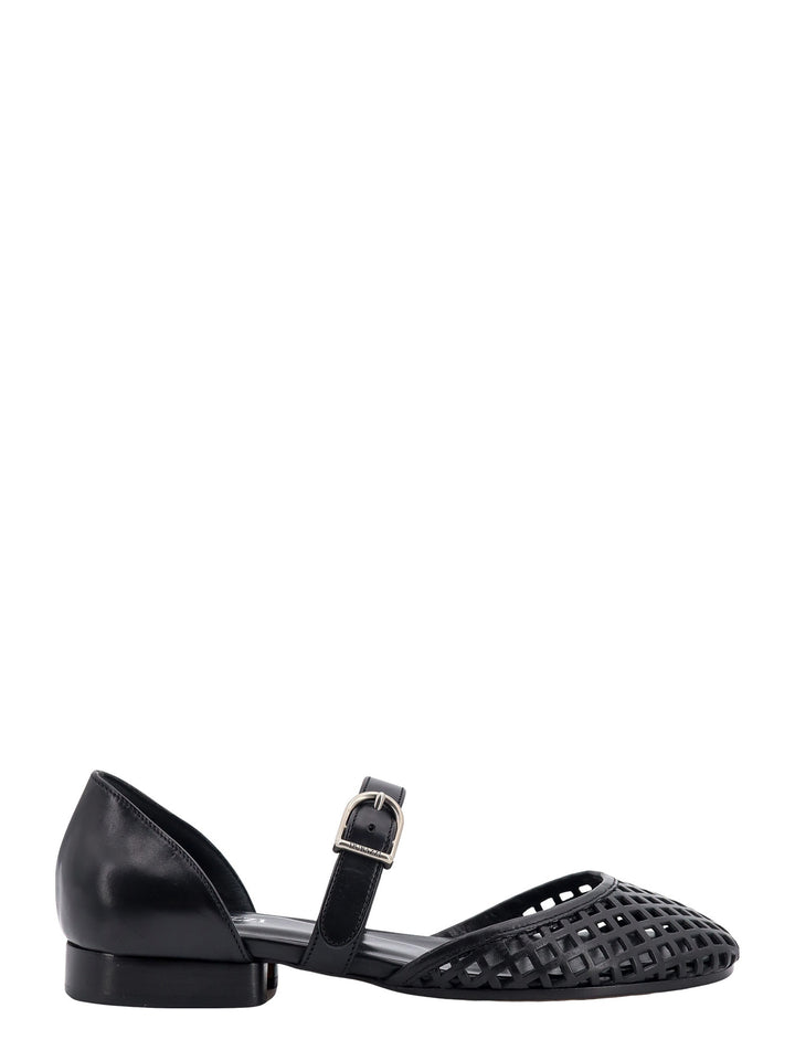 Perforated leather ballerinas