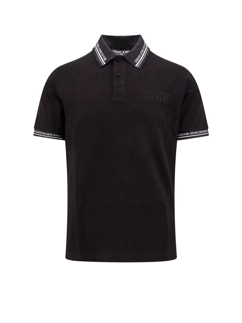 Cotton polo shirt with logoed profiles