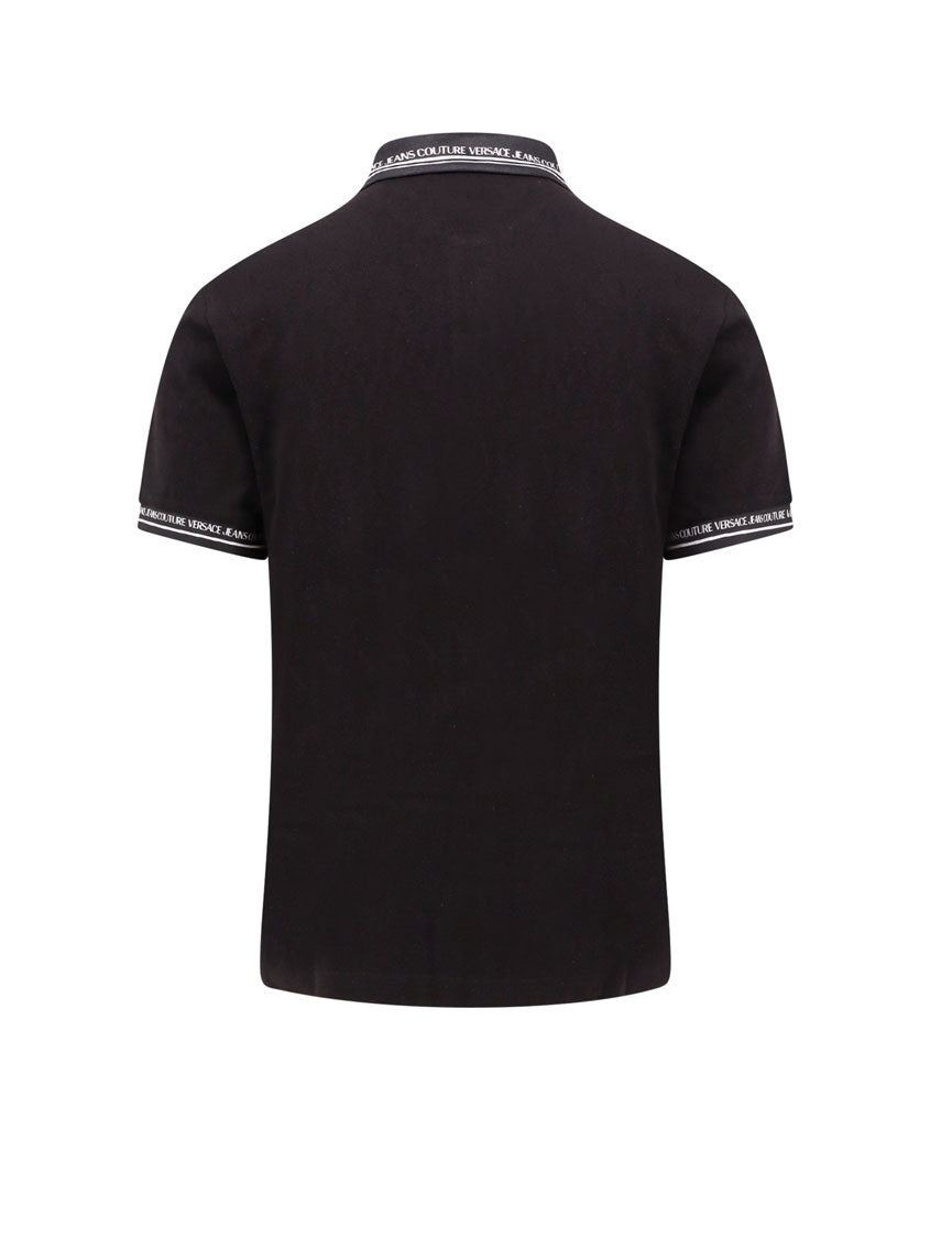 Cotton polo shirt with logoed profiles