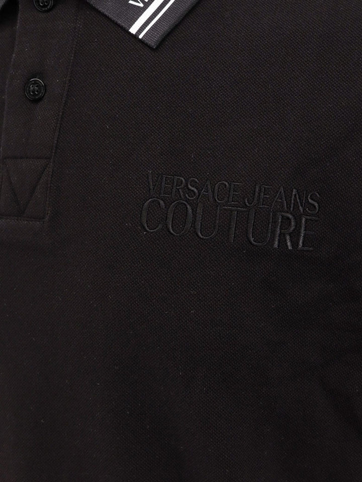 Cotton polo shirt with logoed profiles