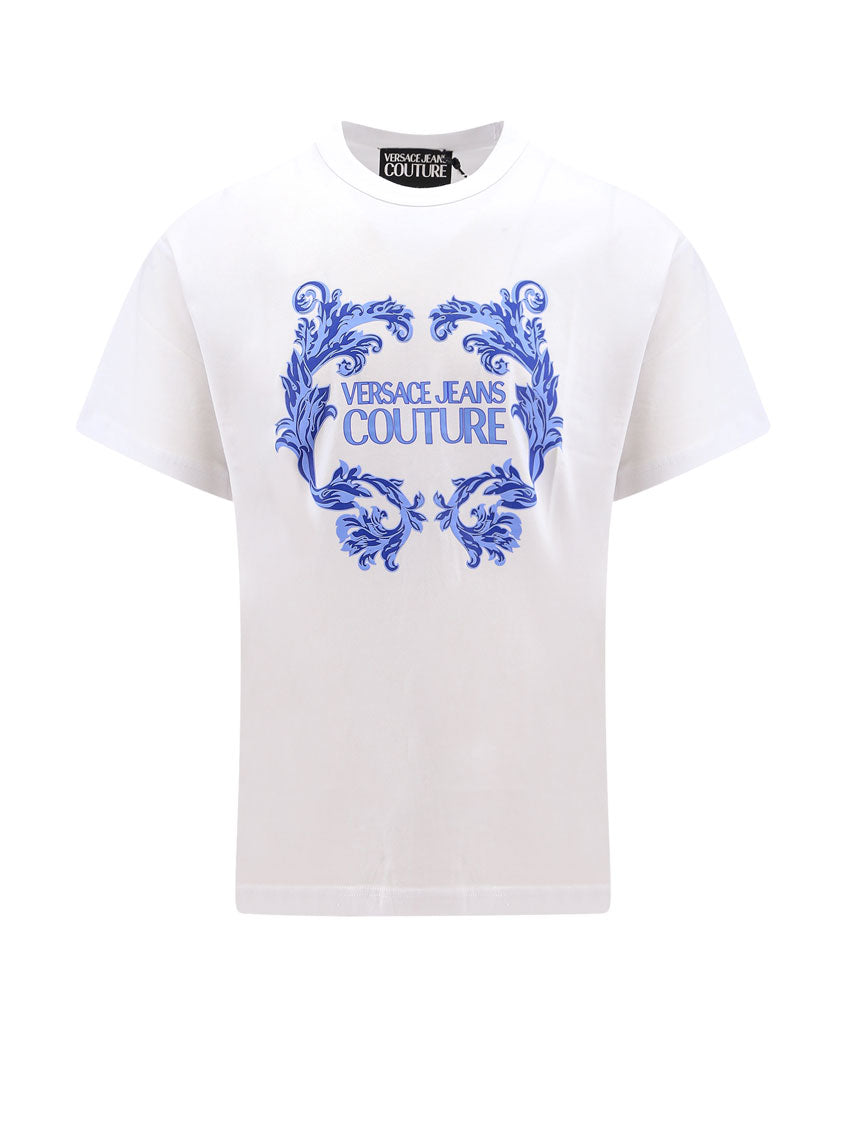 Cotton t-shirt with Logo Baroque print