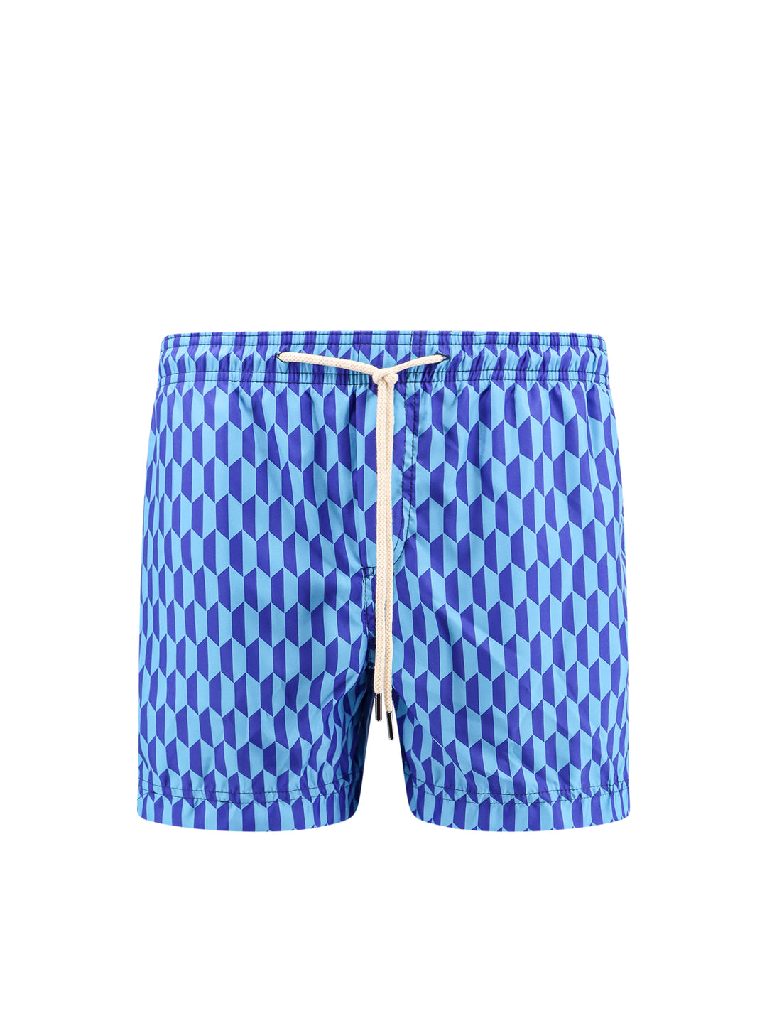 Recycled nylon swim shorts with geometric print