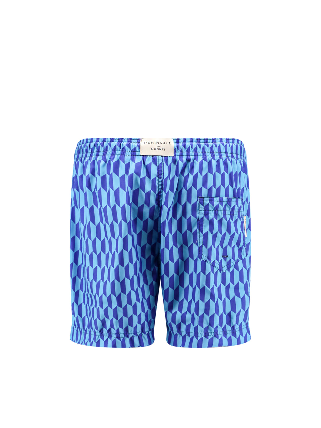 Recycled nylon swim shorts with geometric print