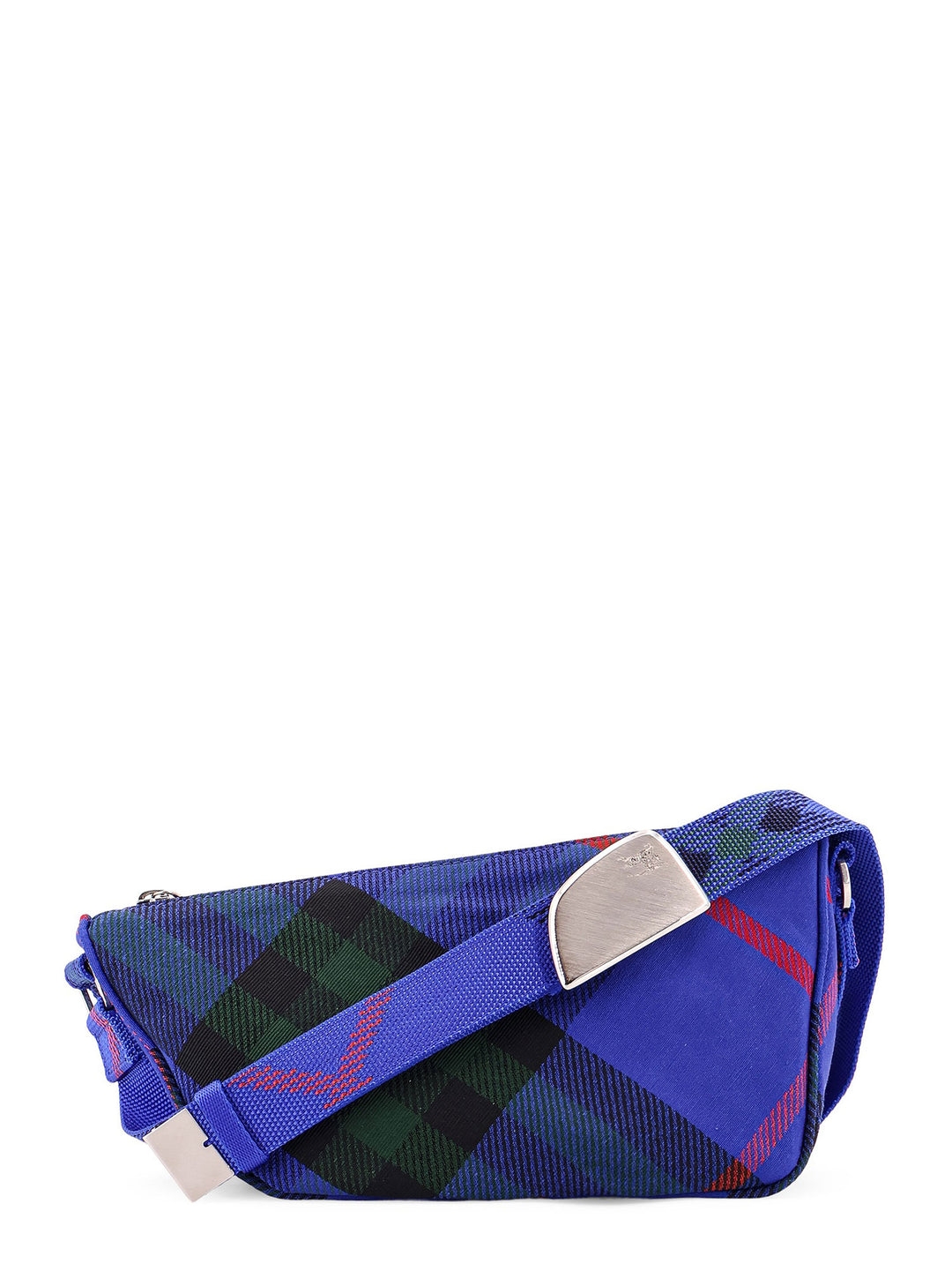 Fabric shoulder bag with Check multicolor motif, adjustable fabric shoulder strap and asymmetric profile