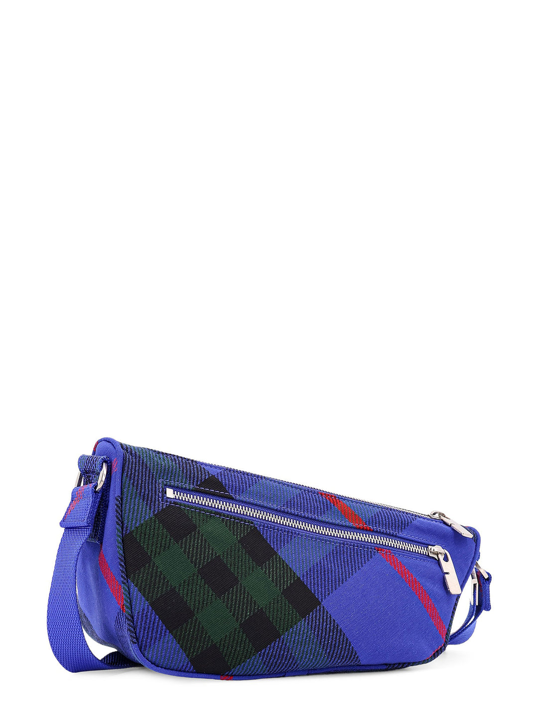 Fabric shoulder bag with Check multicolor motif, adjustable fabric shoulder strap and asymmetric profile