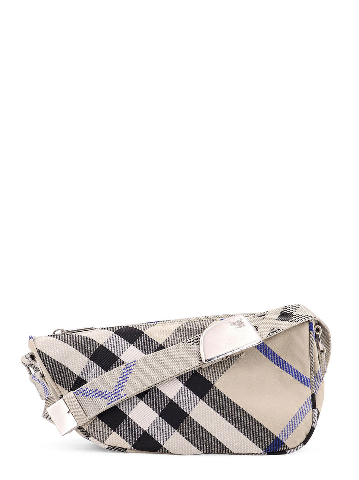 Fabric shoulder bag with Check motif, zip closure and adjustable shoulder strap with metal detail