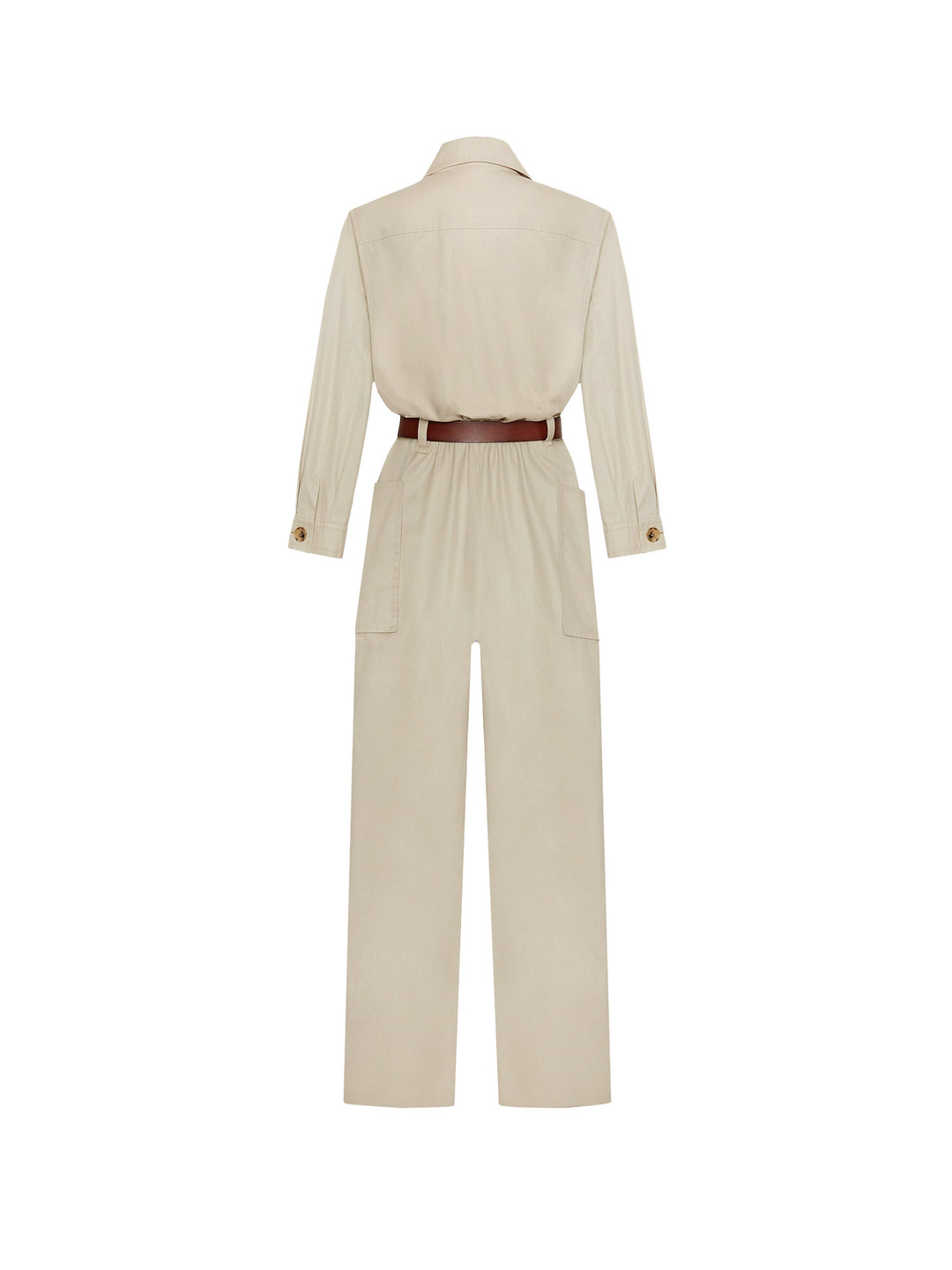 Biologic cotton jumpsuit with leather belt