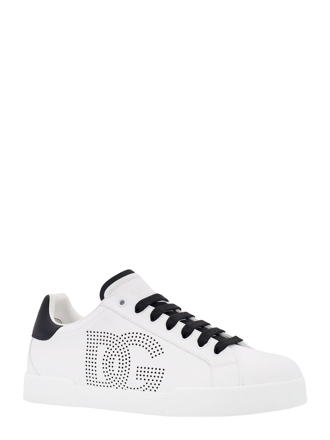 Leather sneakers with perforated logo