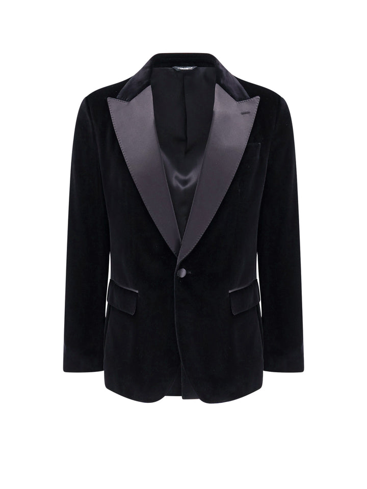 Velvet blazer with satin lapel