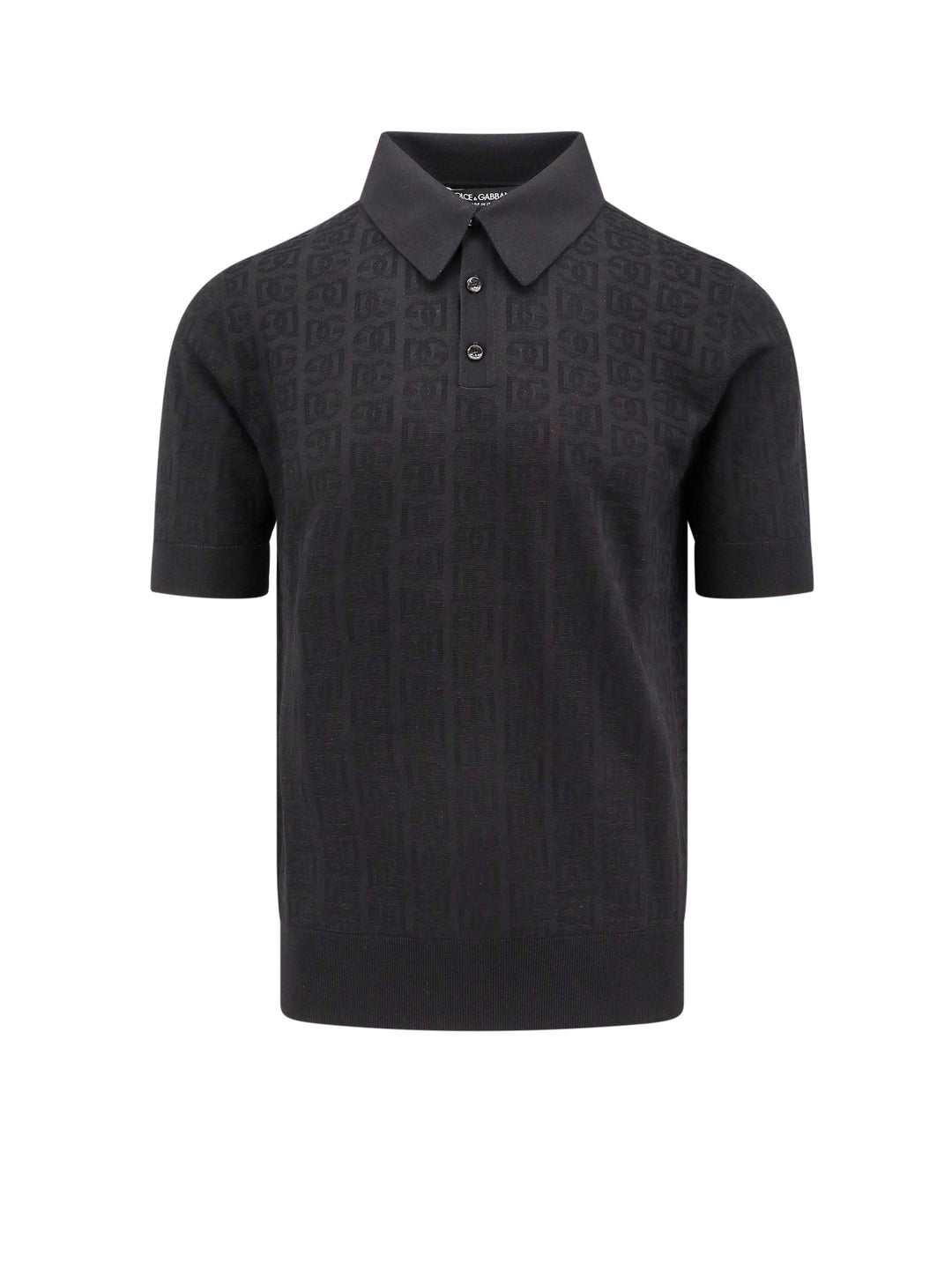 Silk polo shirt with DG motif