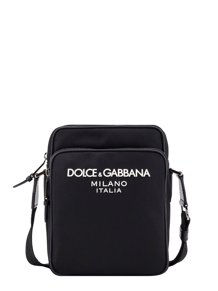 Nylon shoulder bag with Logo patch