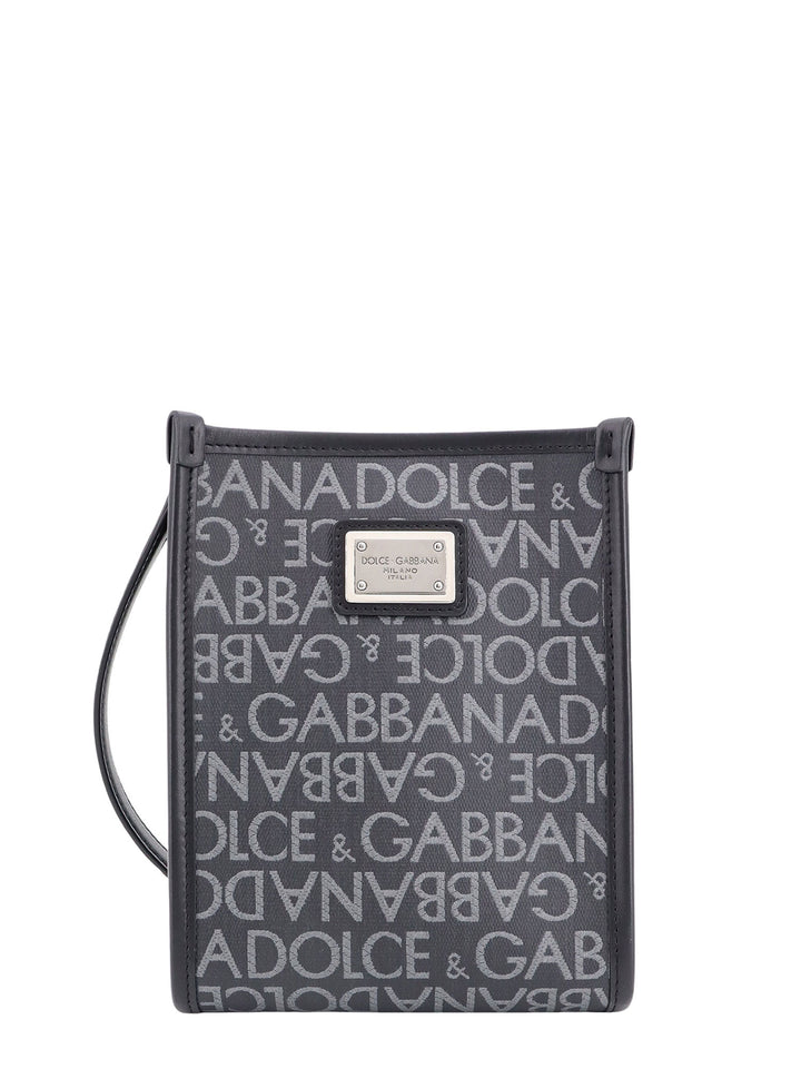 Shopping shoulder bag with all-over logo motif