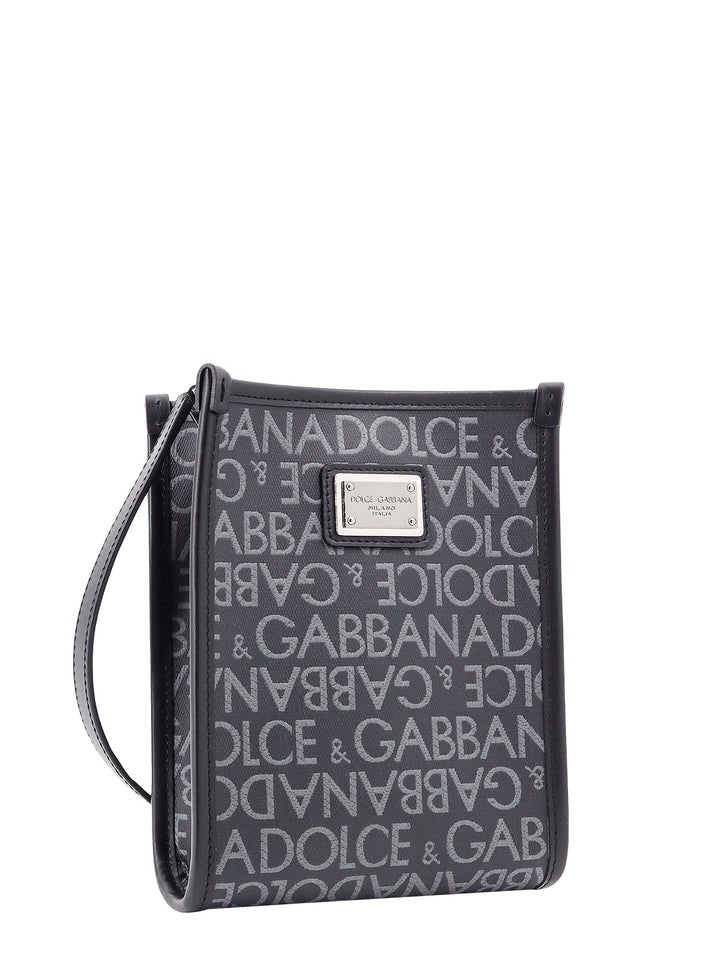 Shopping shoulder bag with all-over logo motif