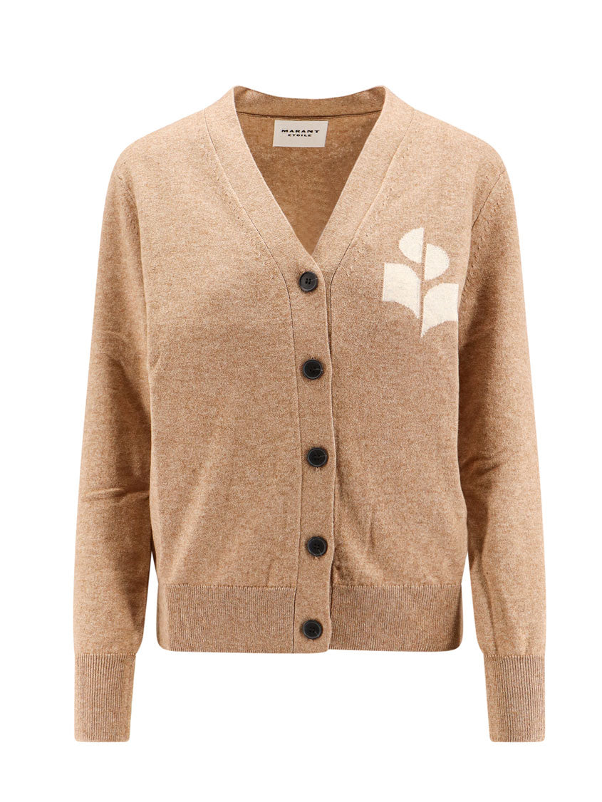 Cotton and wool cardigan with melange effect