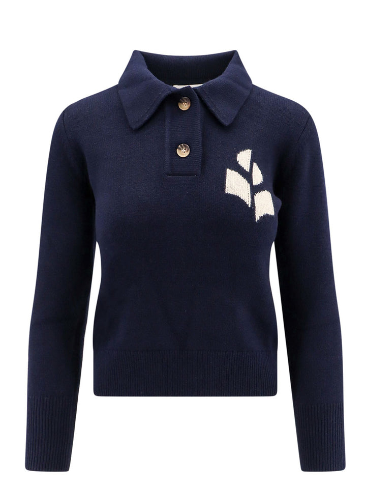 Organic cotton sweater and wool with embroidered logo