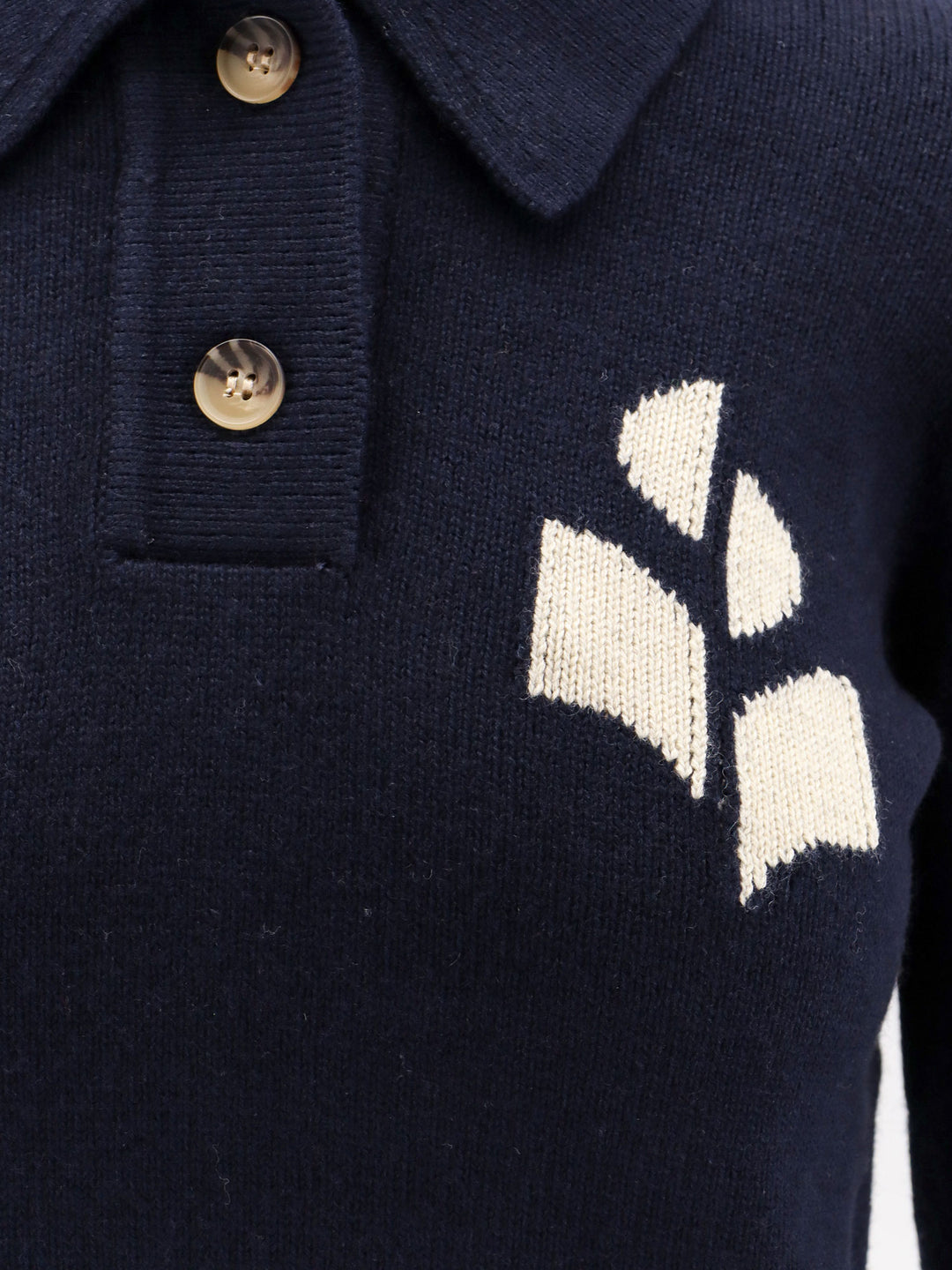 Organic cotton sweater and wool with embroidered logo