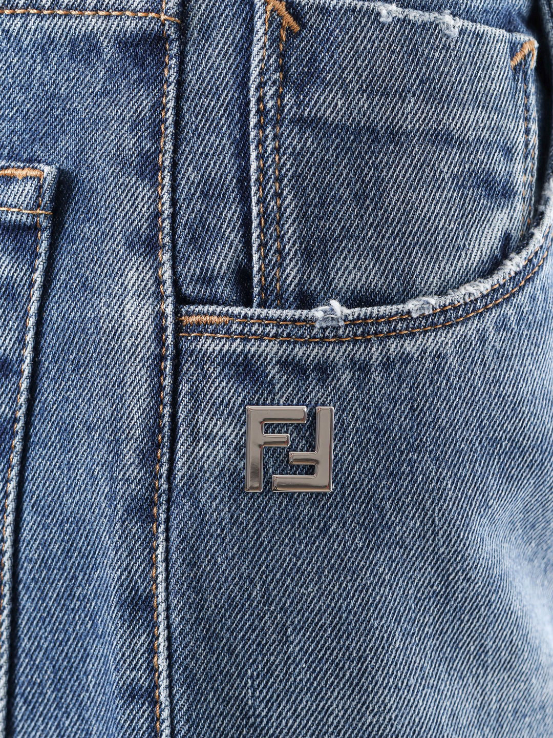 Cotton jeans with metal FF detail