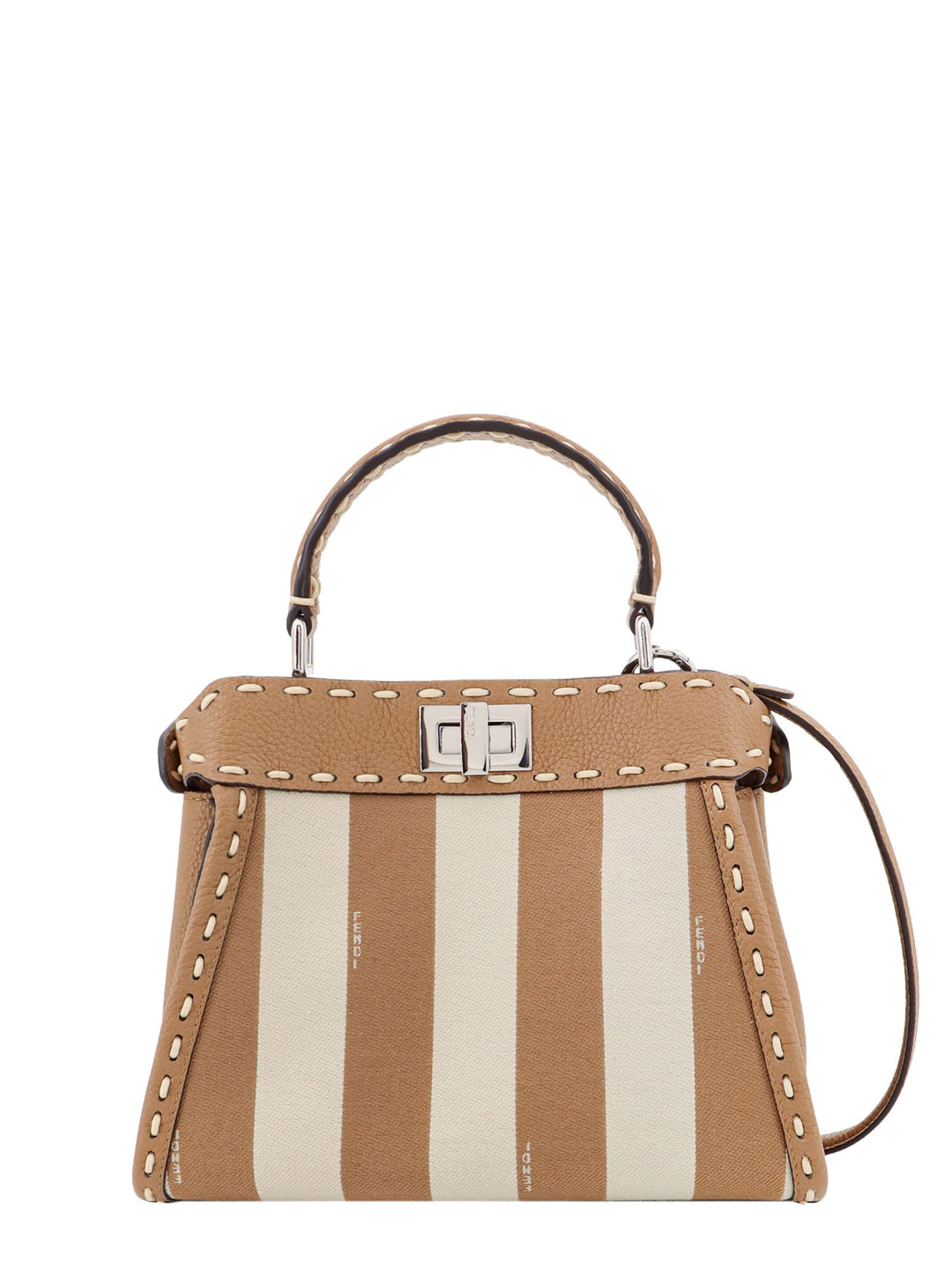 Jacquard fabric handbag with Pequin striped motif